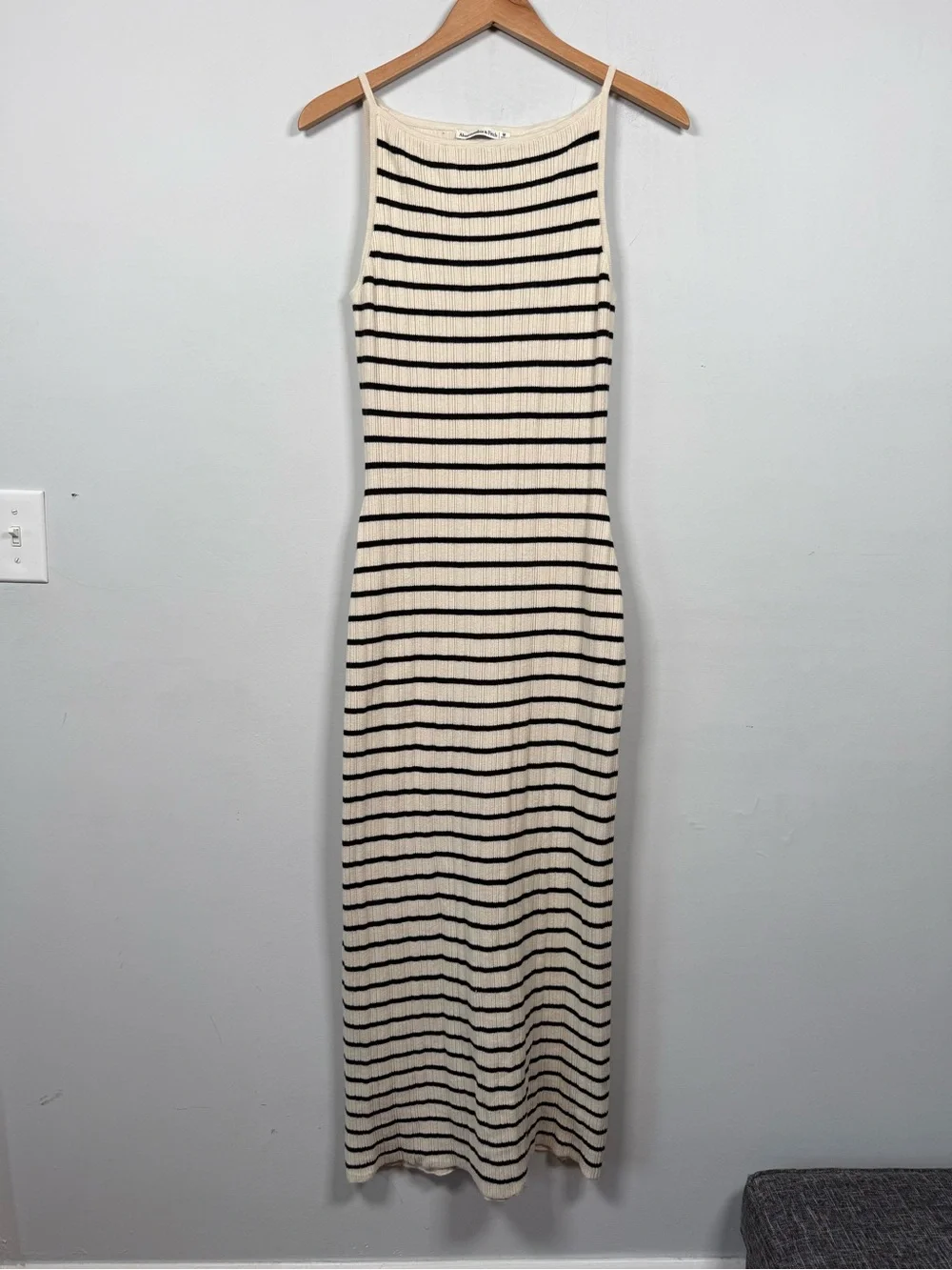 Abercrombie & Fitch Striped High Neck Ribbed Maxi Dress, Size M, Great Condition